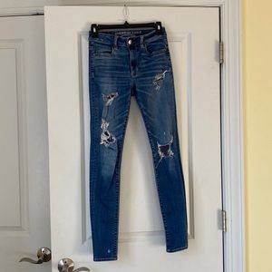 AE Destructed Super Stretch High Rise Jeggings